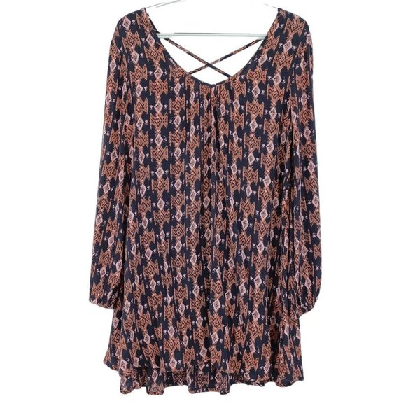 Billabong Tribal Print Shift Dress Women's XS Mini Boho Festival Hippie Beach - Picture 1 of 10